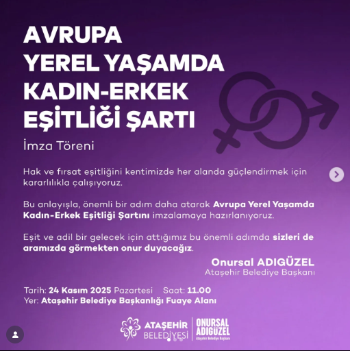 Ataşehir'de Kadın-Erkek Eşitliği İçin Tarihi Adım: Avrupa Eşitlik Şartı Oy Birliğiyle Kabul Edildi
